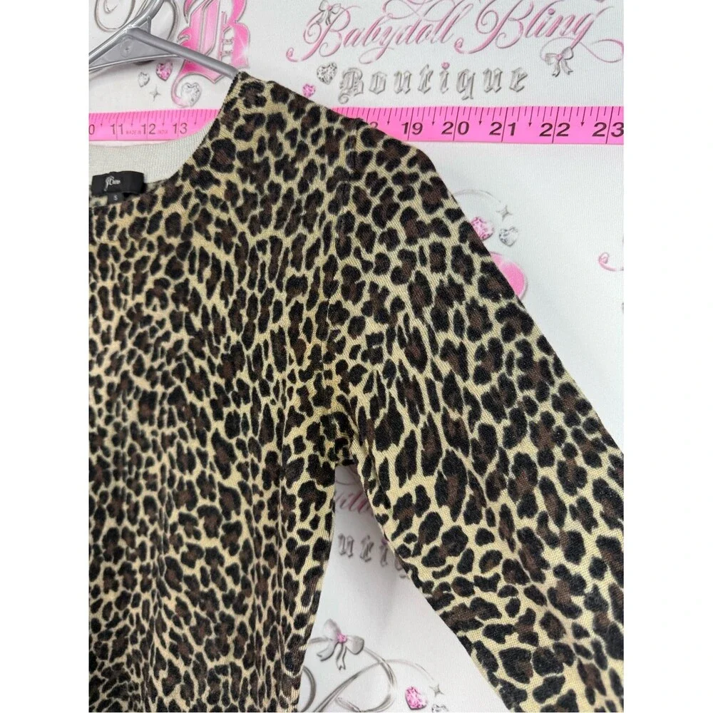 J. Crew merino wool top Leopard Print Crewneck Sweater in Black and Tan